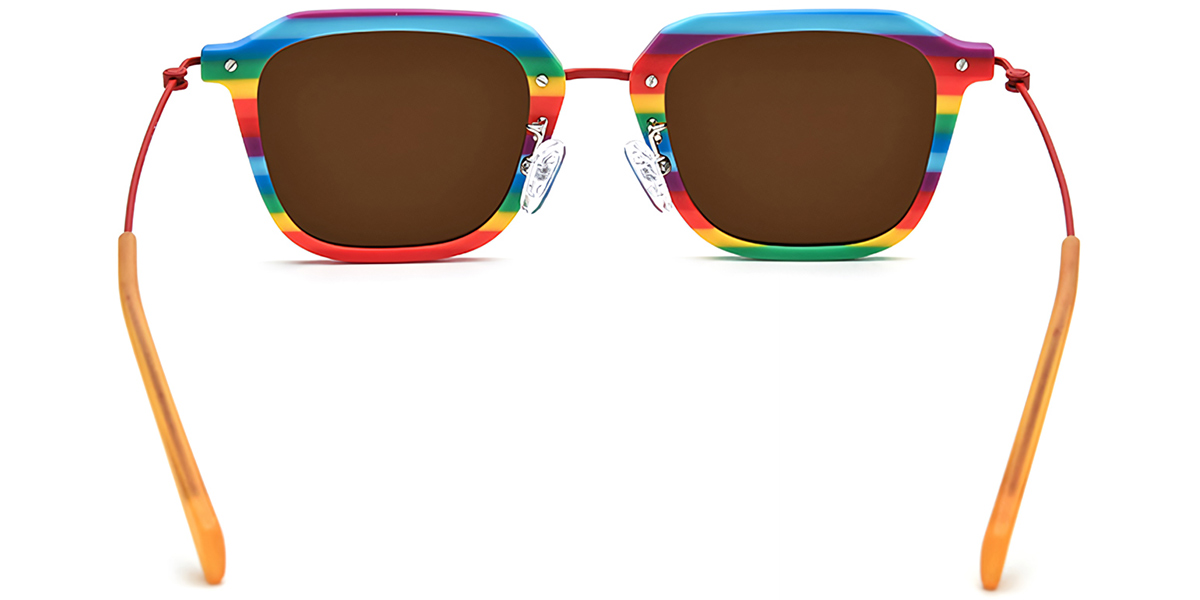 Acetate & Titanium Square Sunglasses multicolor+amber_polarized