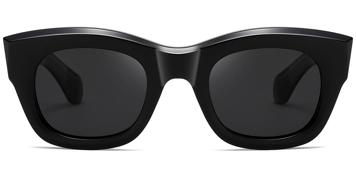 Acetate Square Sunglasses black+dark_grey_polarized