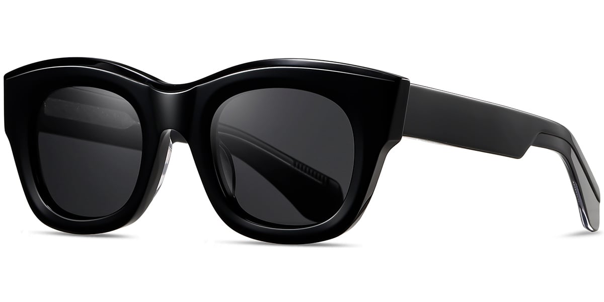 Acetate Square Sunglasses black+dark_grey_polarized