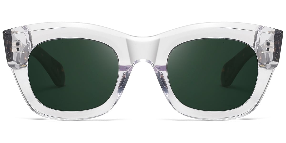 Acetate Square Sunglasses translucent-white+dark_green_polarized