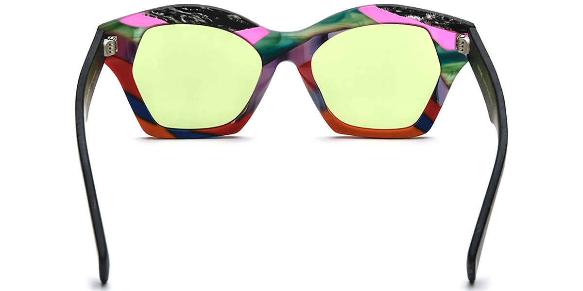 Acetate Geometric Sunglasses pattern-purple+green_polarized