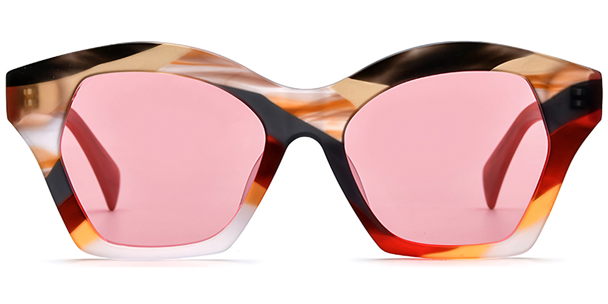 Acetate Geometric Sunglasses pattern-tortoiseshell+rose_polarized