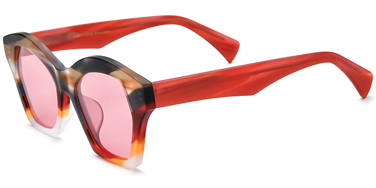Acetate Geometric Sunglasses pattern-tortoiseshell+rose_polarized