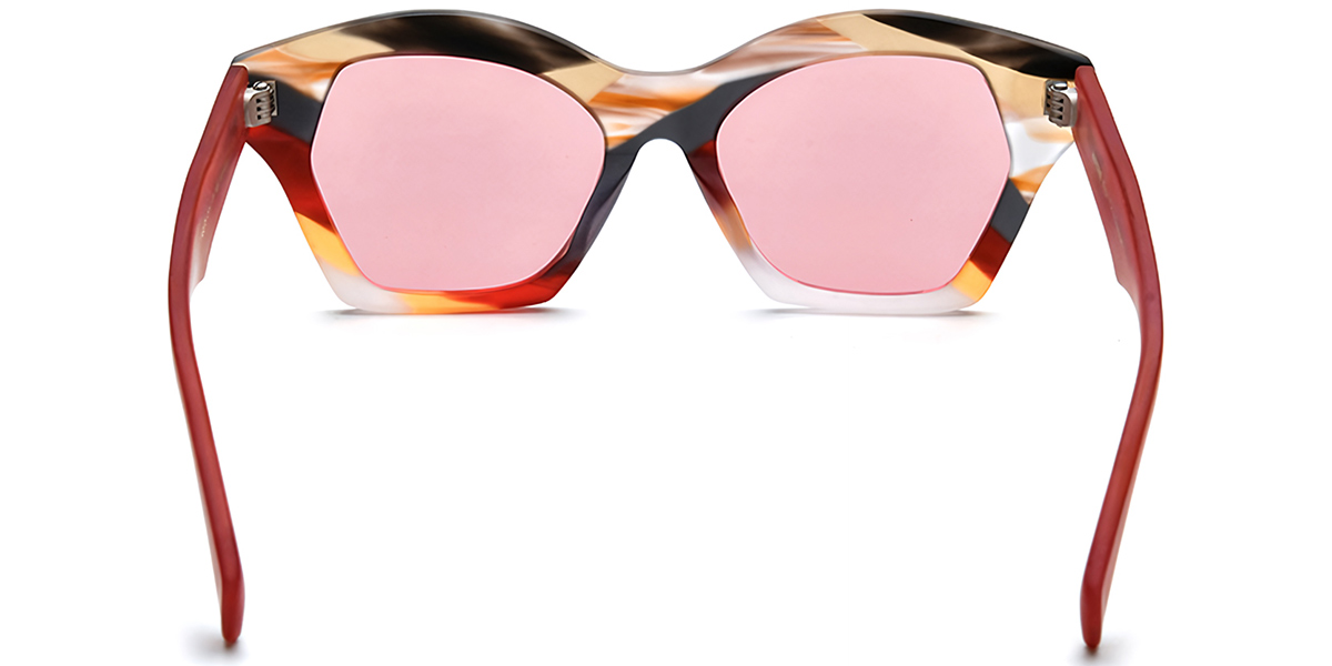 Acetate Geometric Sunglasses pattern-tortoiseshell+rose_polarized