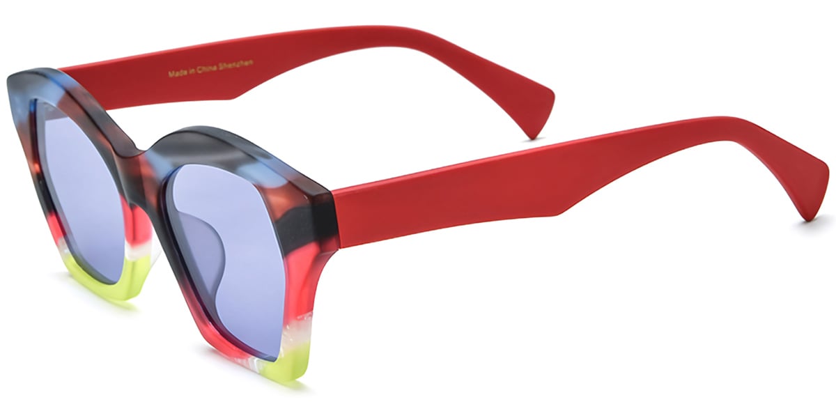Acetate Geometric Sunglasses pattern-black+purple_polarized