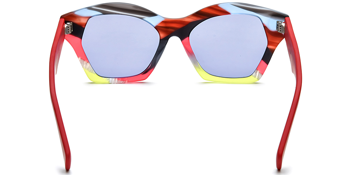 Acetate Geometric Sunglasses pattern-black+purple_polarized