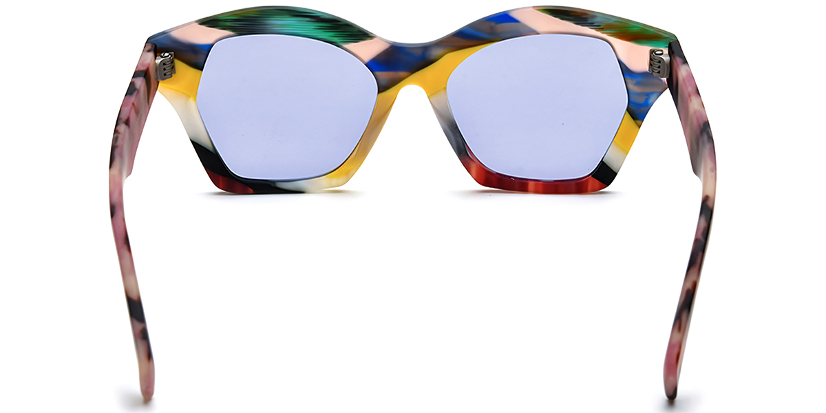 Acetate Geometric Sunglasses pattern-yellow+purple_polarized
