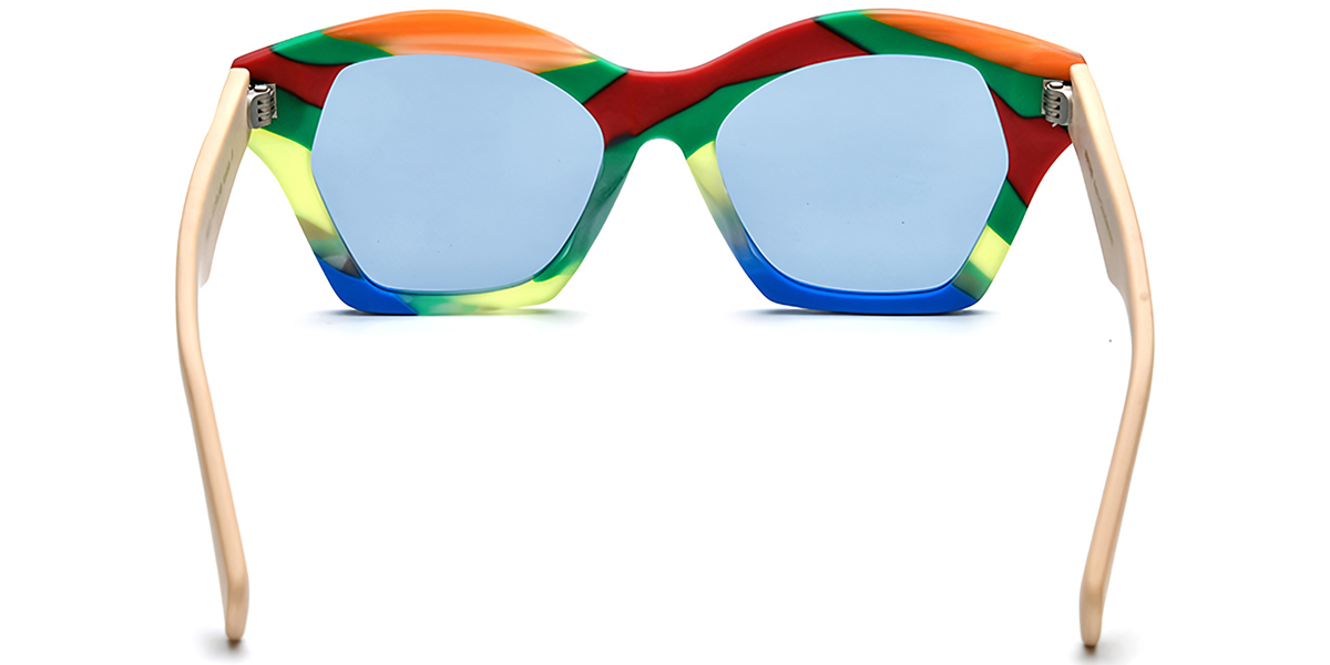 Acetate Geometric Sunglasses pattern-green+blue_polarized