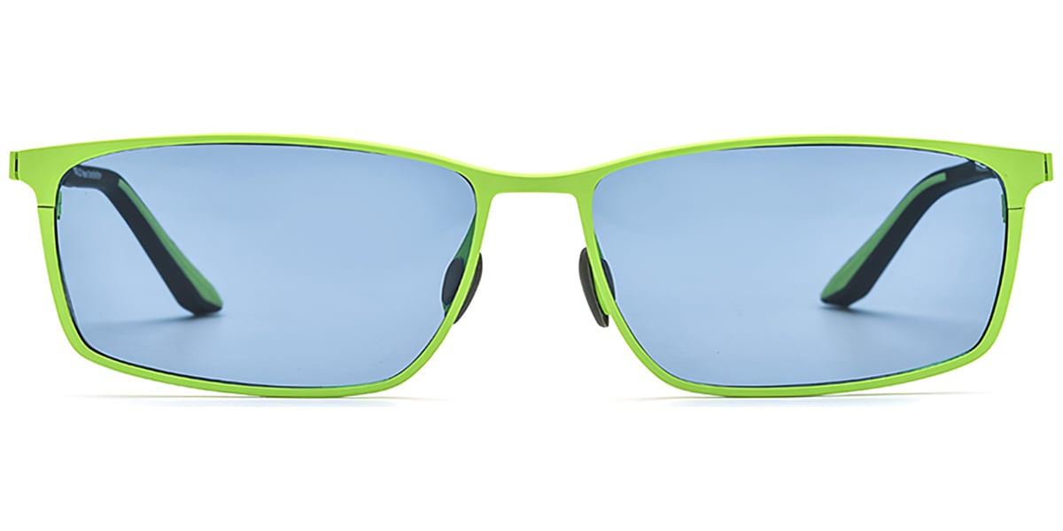 Titanium Rectangle Sunglasses green+blue_polarized