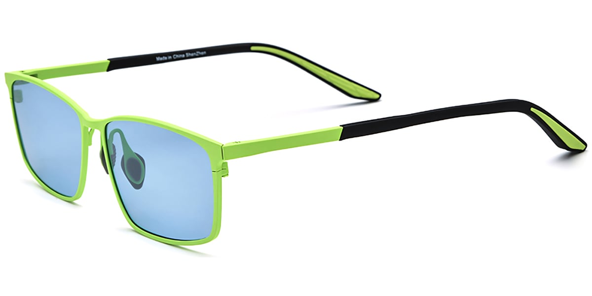 Titanium Rectangle Sunglasses green+blue_polarized