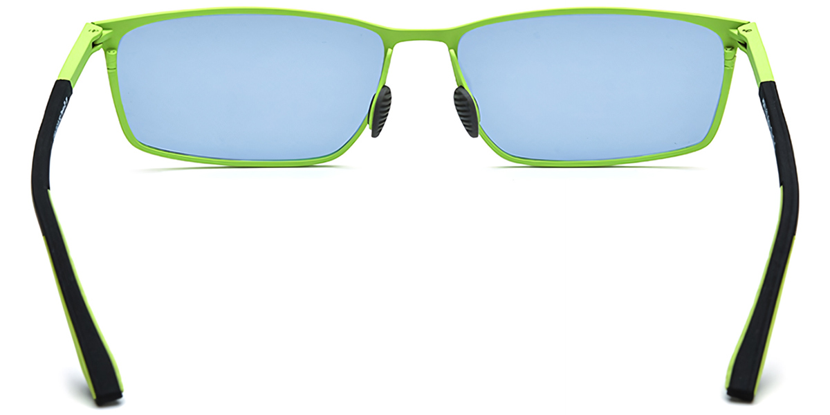 Titanium Rectangle Sunglasses green+blue_polarized