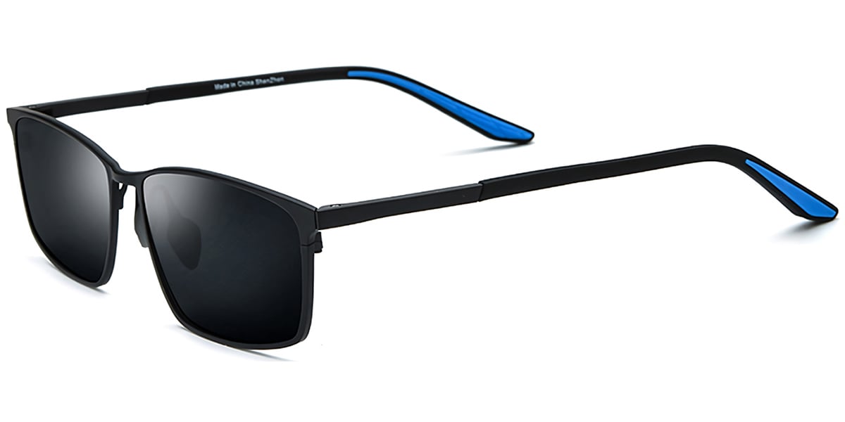 Titanium Rectangle Sunglasses black+dark_grey_polarized