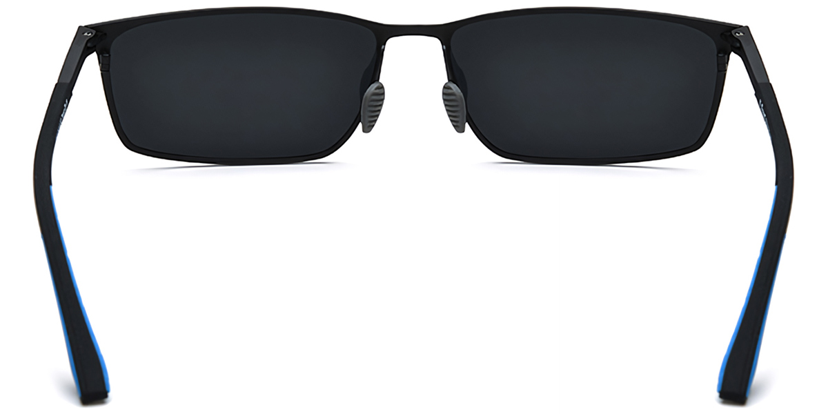 Titanium Rectangle Sunglasses black+dark_grey_polarized