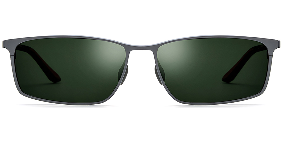 Titanium Rectangle Sunglasses grey+dark_green_polarized