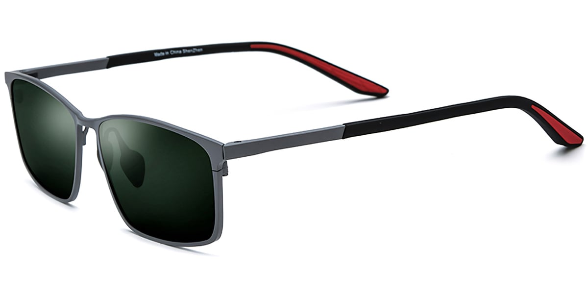 Titanium Rectangle Sunglasses grey+dark_green_polarized