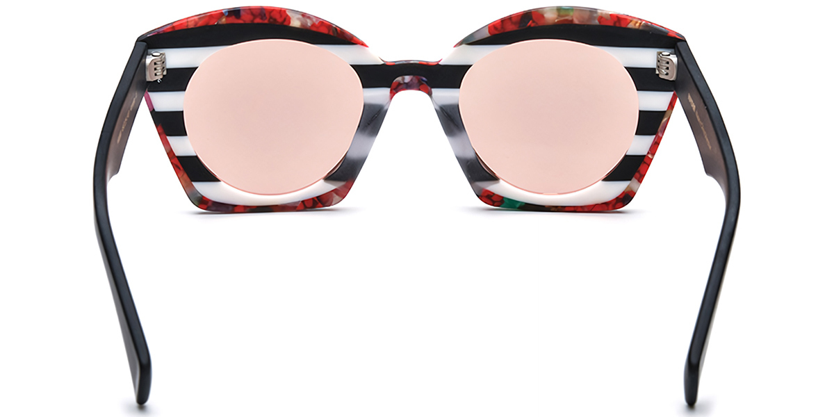Acetate Cat Eye Sunglasses pattern-white+rose_polarized