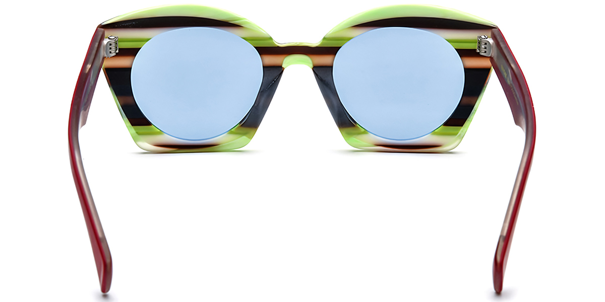 Acetate Cat Eye Sunglasses pattern-green+blue_polarized