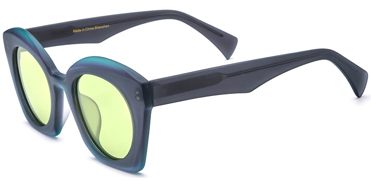 Acetate Cat Eye Sunglasses pattern-grey+green_polarized