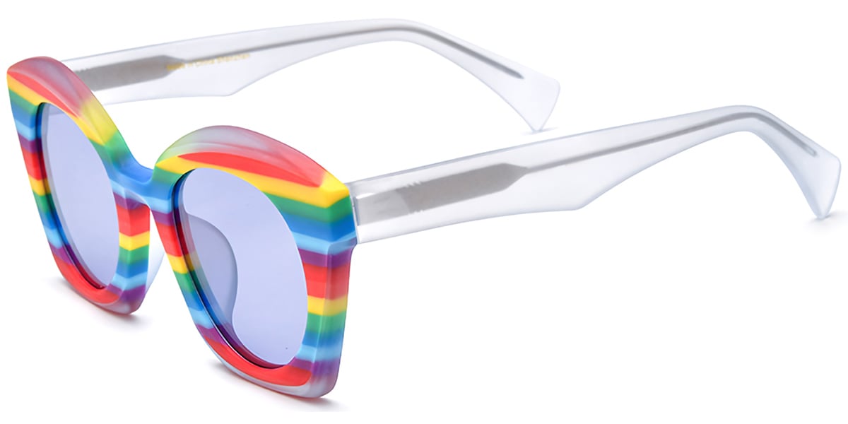 Acetate Cat Eye Sunglasses multicolor+purple_polarized