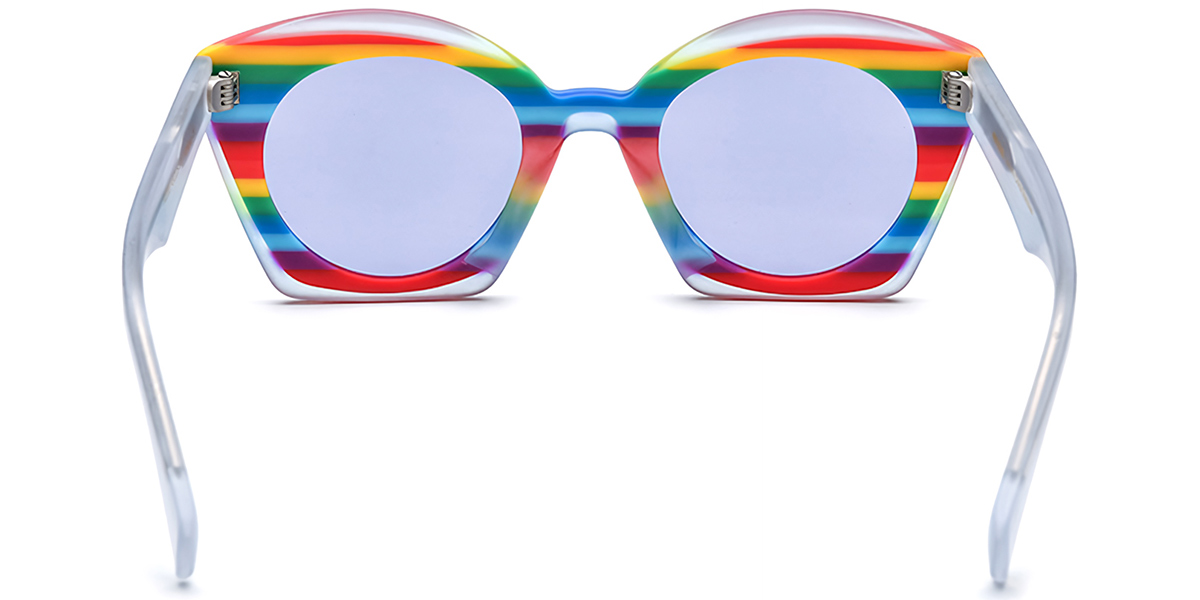 Acetate Cat Eye Sunglasses multicolor+purple_polarized