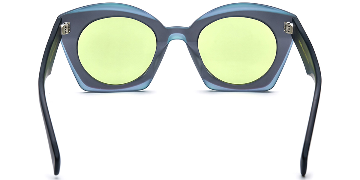 Acetate Cat Eye Sunglasses pattern-grey+green_polarized