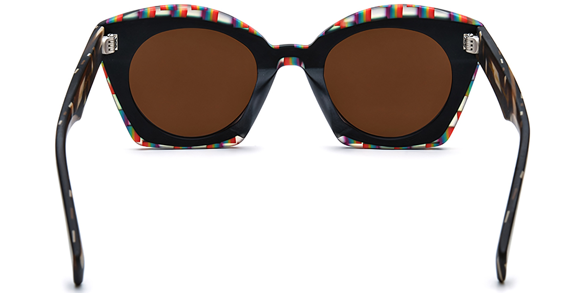 Acetate Cat Eye Sunglasses pattern-black+amber_polarized