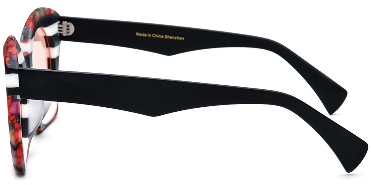 Acetate Cat Eye Sunglasses pattern-white+rose_polarized