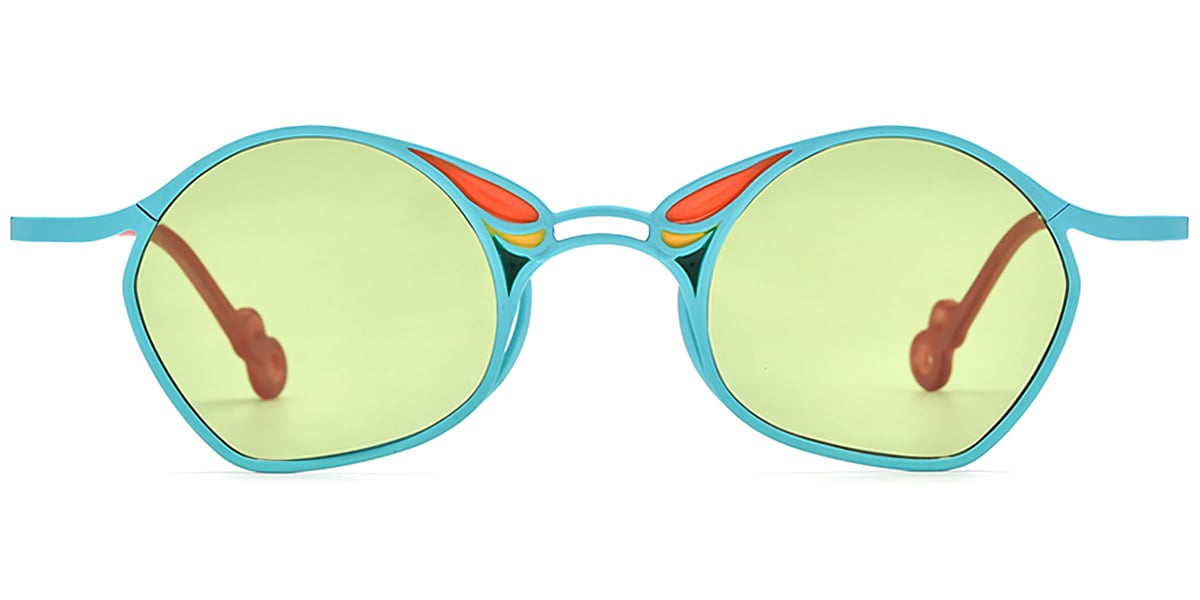 Titanium Geometric Sunglasses pattern-blue+green_polarized