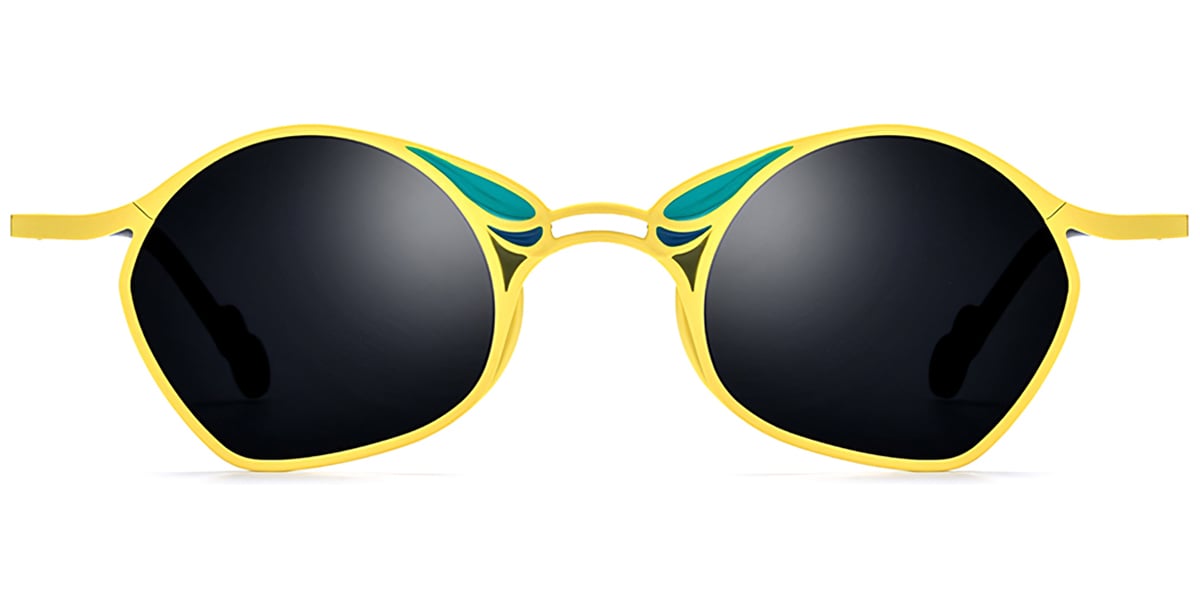 Titanium Geometric Sunglasses pattern-yellow+dark_grey_polarized