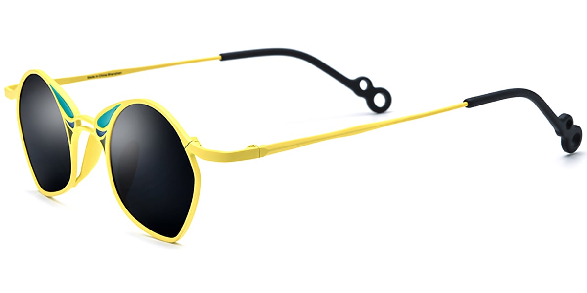Titanium Geometric Sunglasses pattern-yellow+dark_grey_polarized