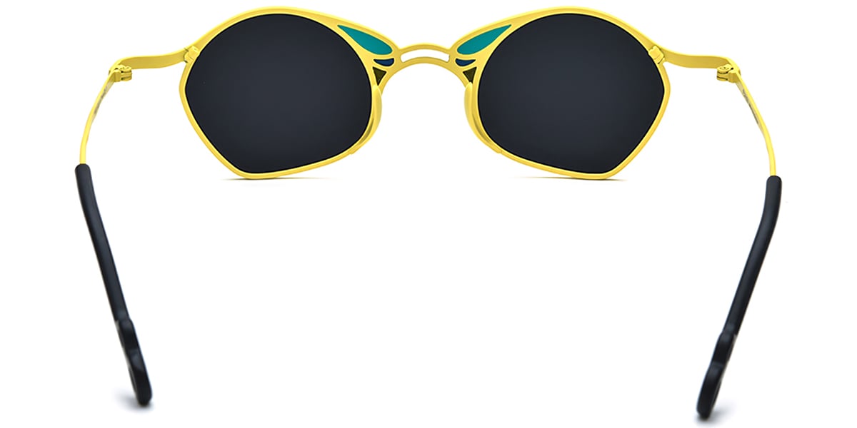 Titanium Geometric Sunglasses pattern-yellow+dark_grey_polarized