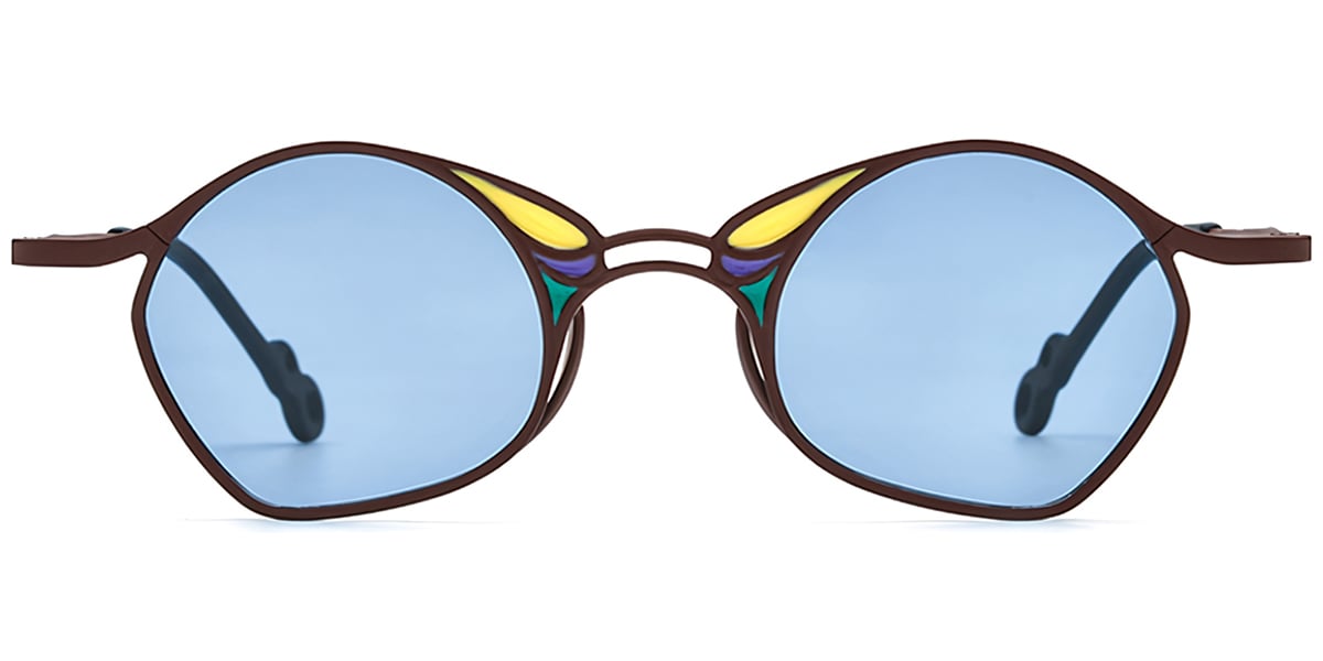 Titanium Geometric Sunglasses pattern-brown+blue_polarized