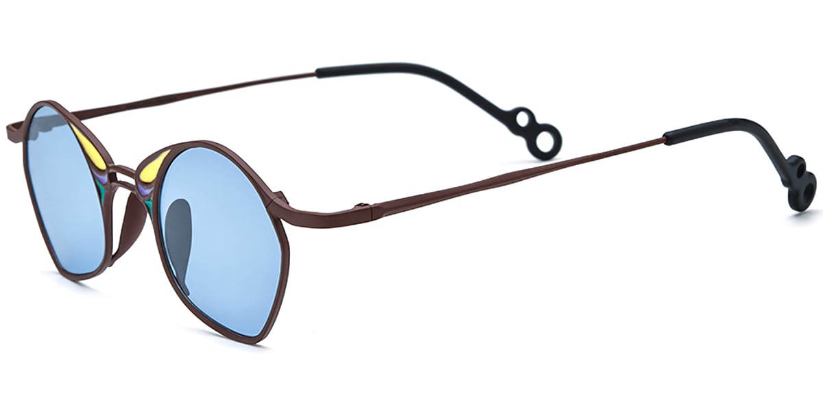 Titanium Geometric Sunglasses pattern-brown+blue_polarized