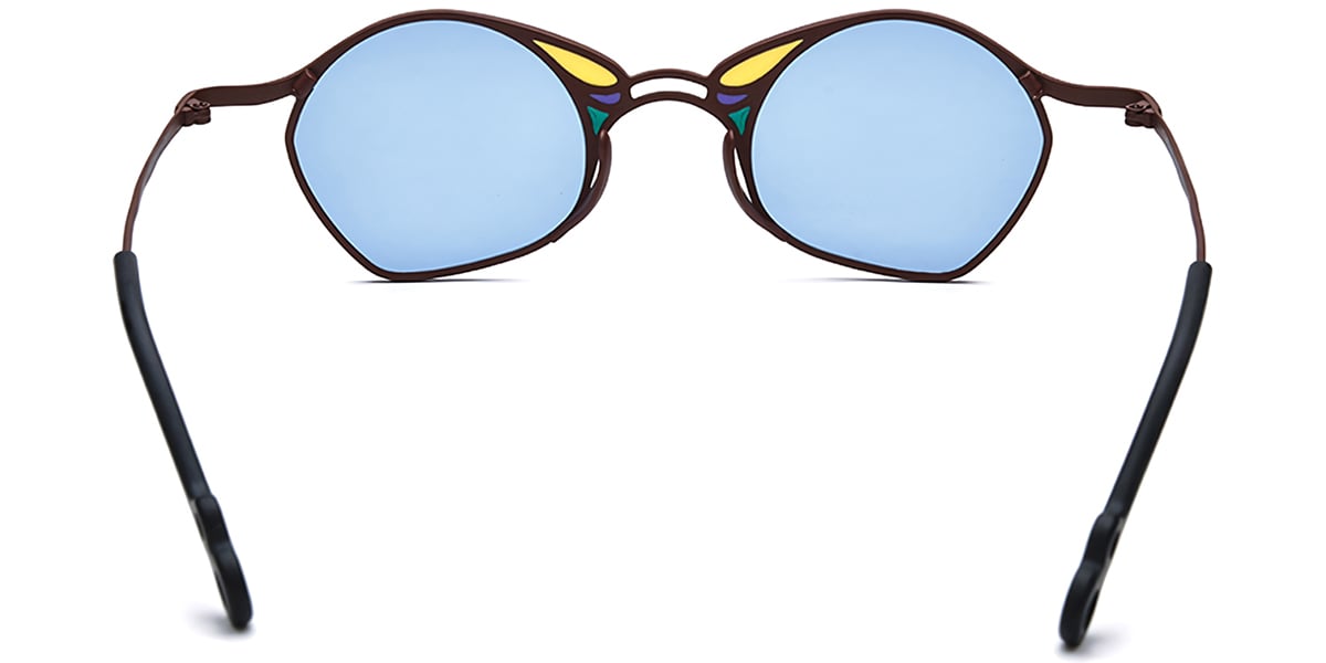 Titanium Geometric Sunglasses pattern-brown+blue_polarized