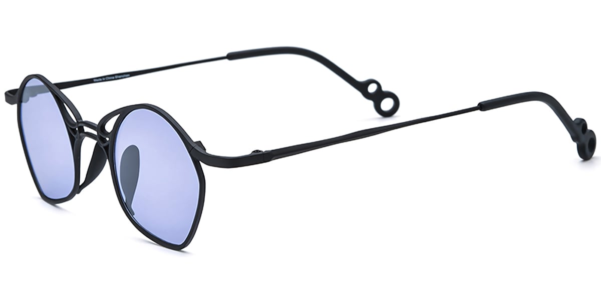 Titanium Geometric Sunglasses black+purple_polarized