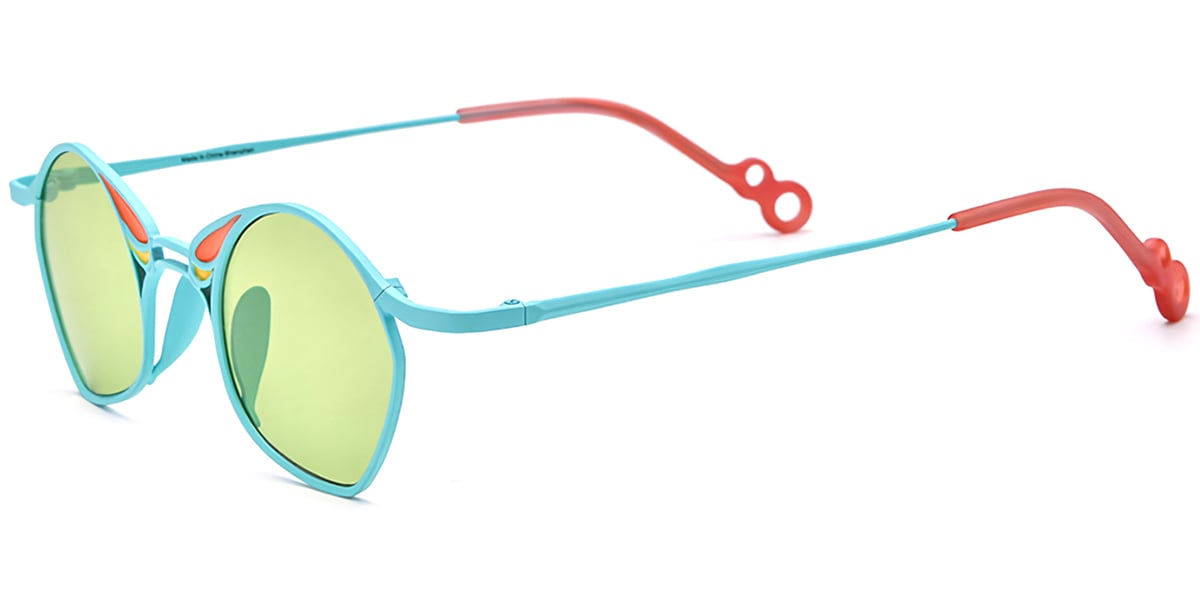 Titanium Geometric Sunglasses pattern-blue+green_polarized