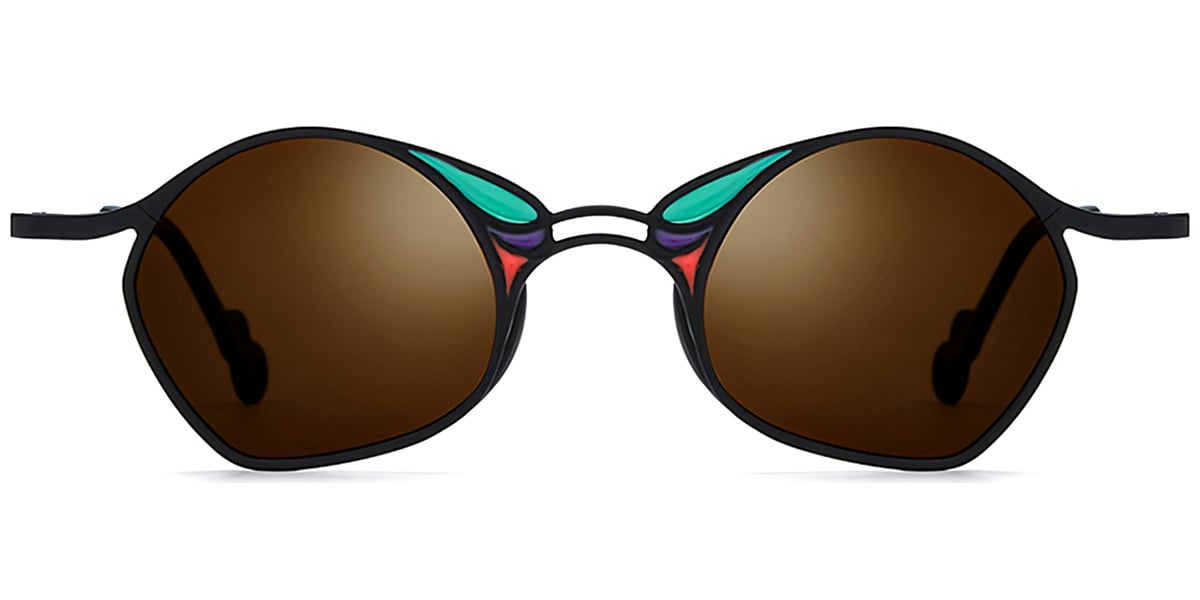 Titanium Geometric Sunglasses pattern-black+amber_polarized