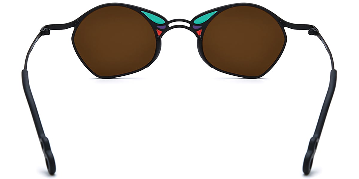 Titanium Geometric Sunglasses pattern-black+amber_polarized