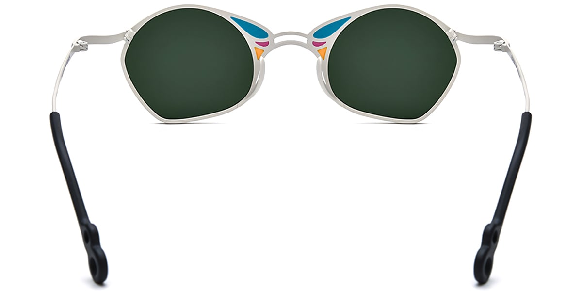Titanium Geometric Sunglasses pattern-white+dark_green_polarized