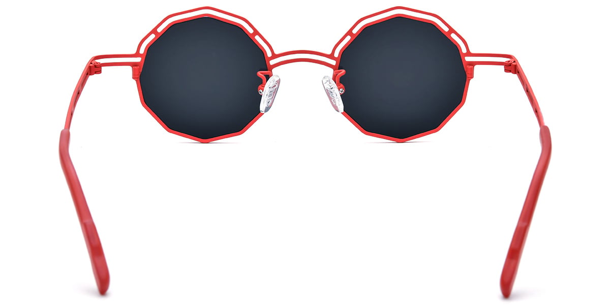 Titanium Geometric Sunglasses pattern-red+dark_grey_polarized