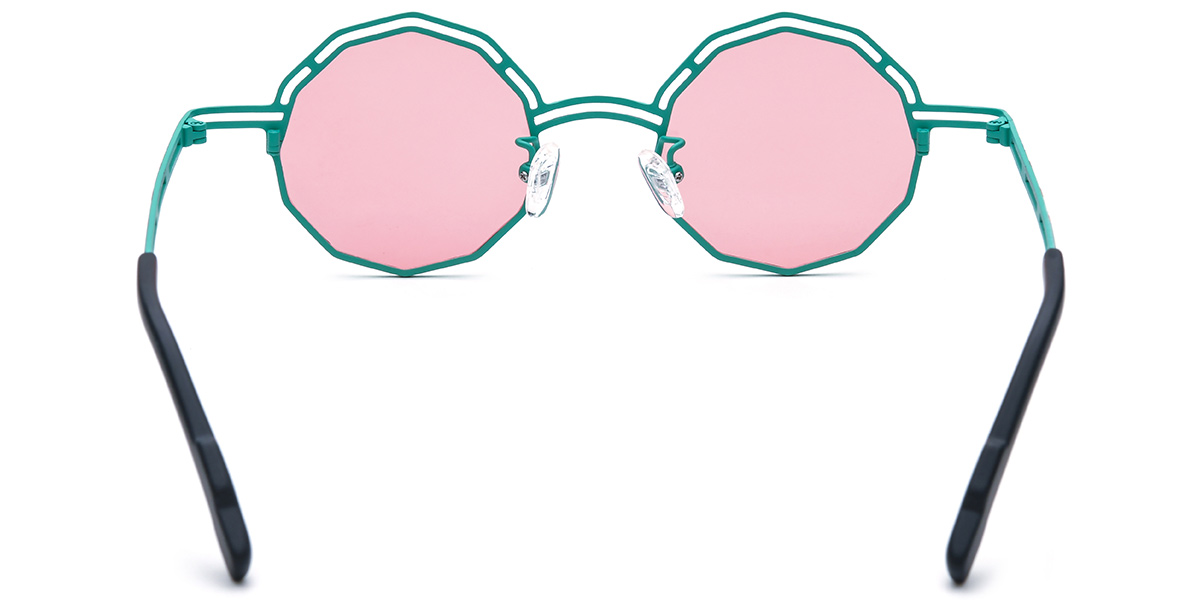 Titanium Geometric Sunglasses green+rose_polarized