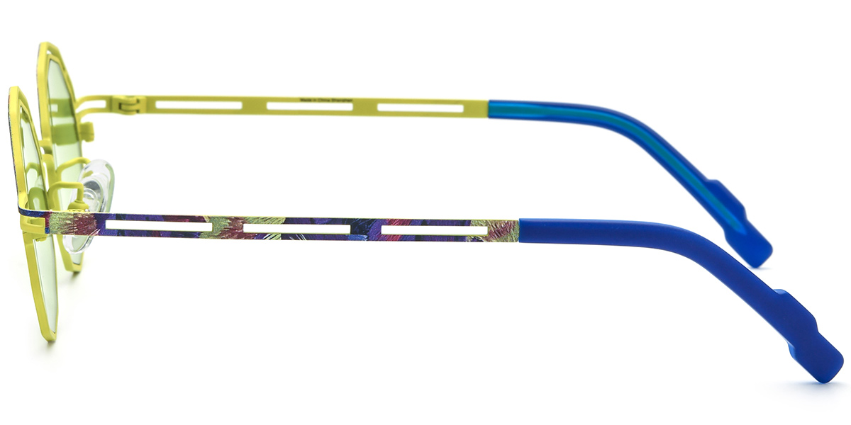 Titanium Geometric Sunglasses pattern-yellow+green_polarized