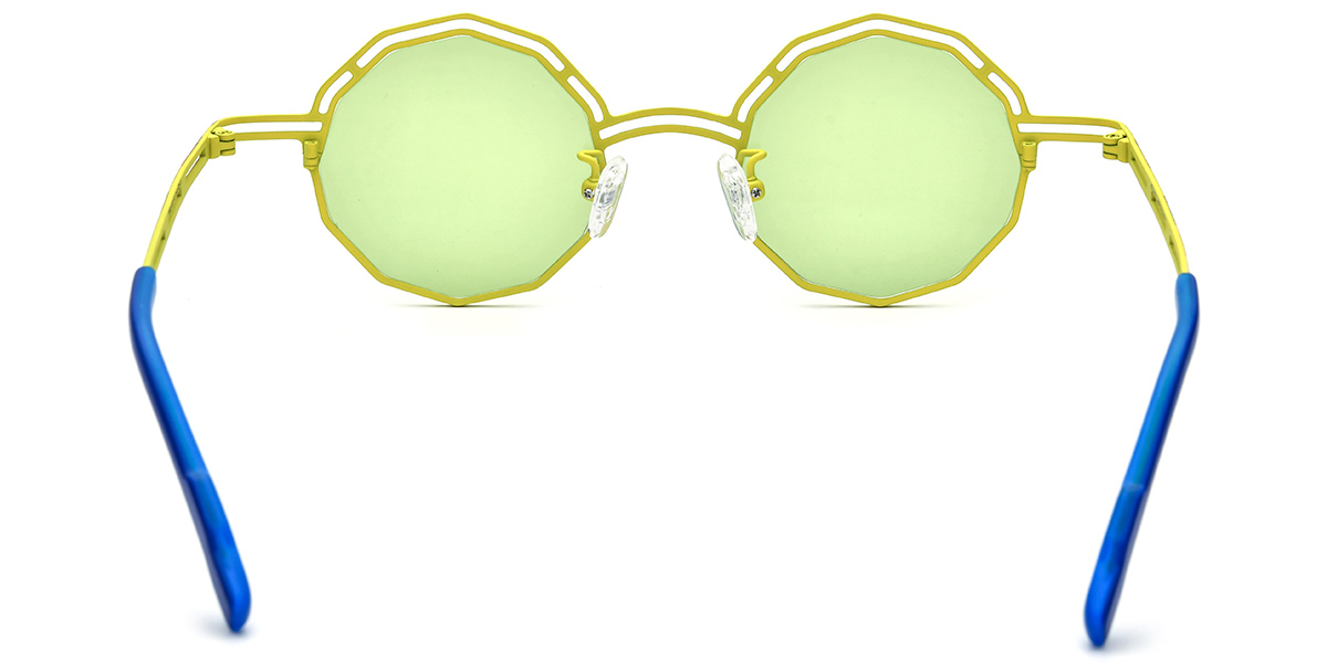 Titanium Geometric Sunglasses pattern-yellow+green_polarized