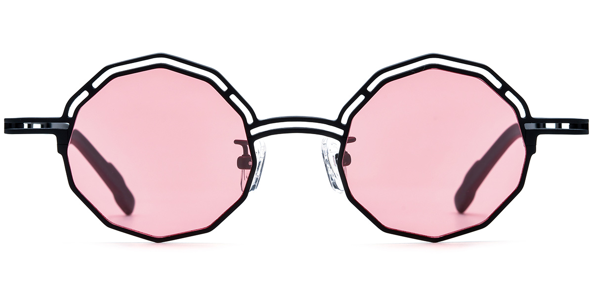 Titanium Geometric Sunglasses black+rose_polarized
