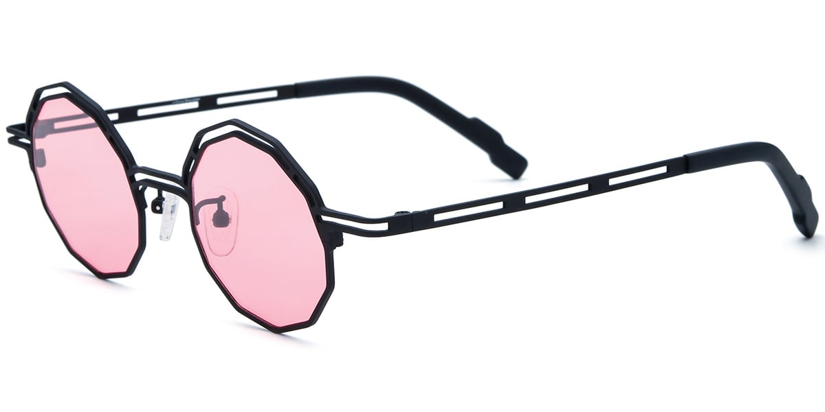 Titanium Geometric Sunglasses black+rose_polarized