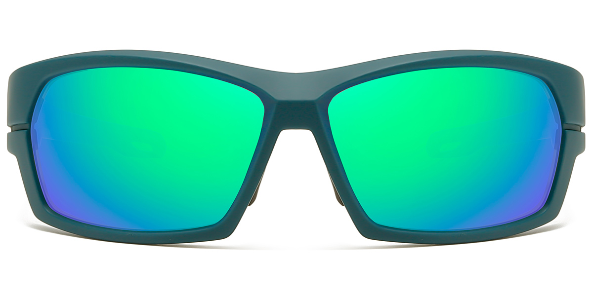 Rectangle Sports Sunglasses green+mirrored_green_polarized
