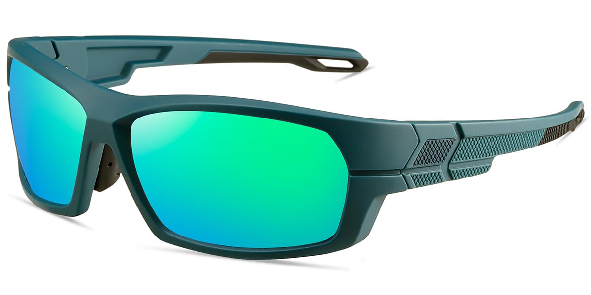 Rectangle Sports Sunglasses green+mirrored_green_polarized