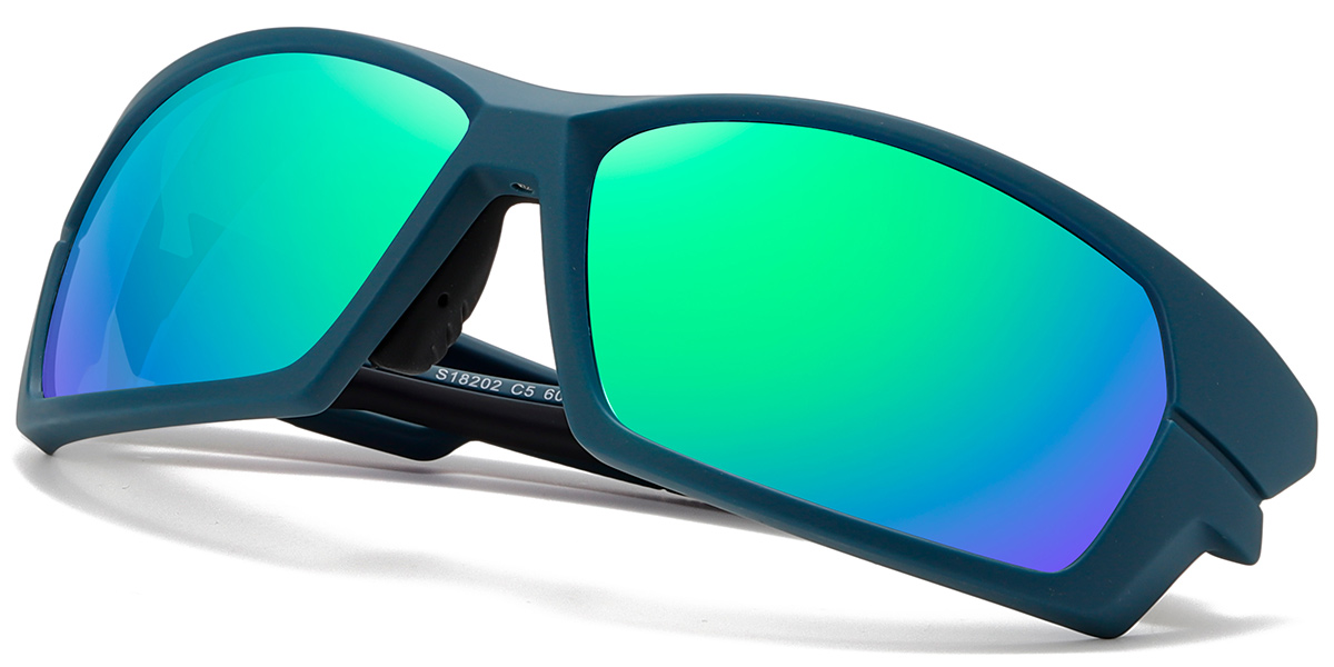 Rectangle Sports Sunglasses green+mirrored_green_polarized