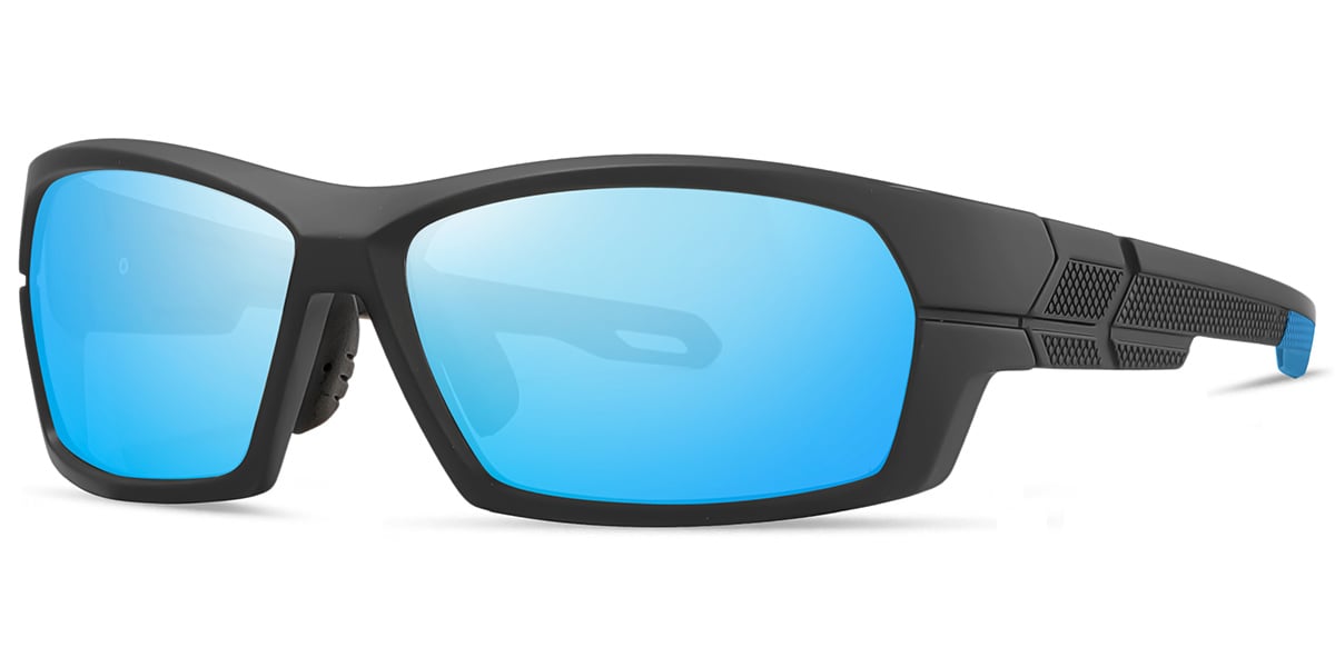 Rectangle Sports Sunglasses grey+mirrored_ice_blue_polarized