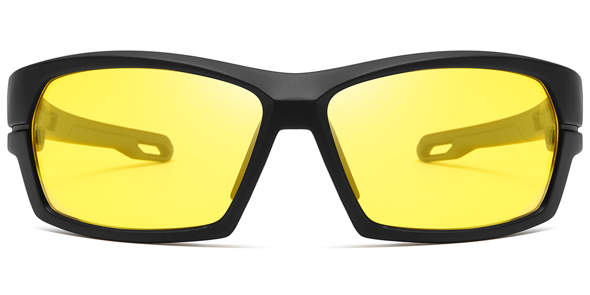 Rectangle Sports Sunglasses black+yellow_polarized